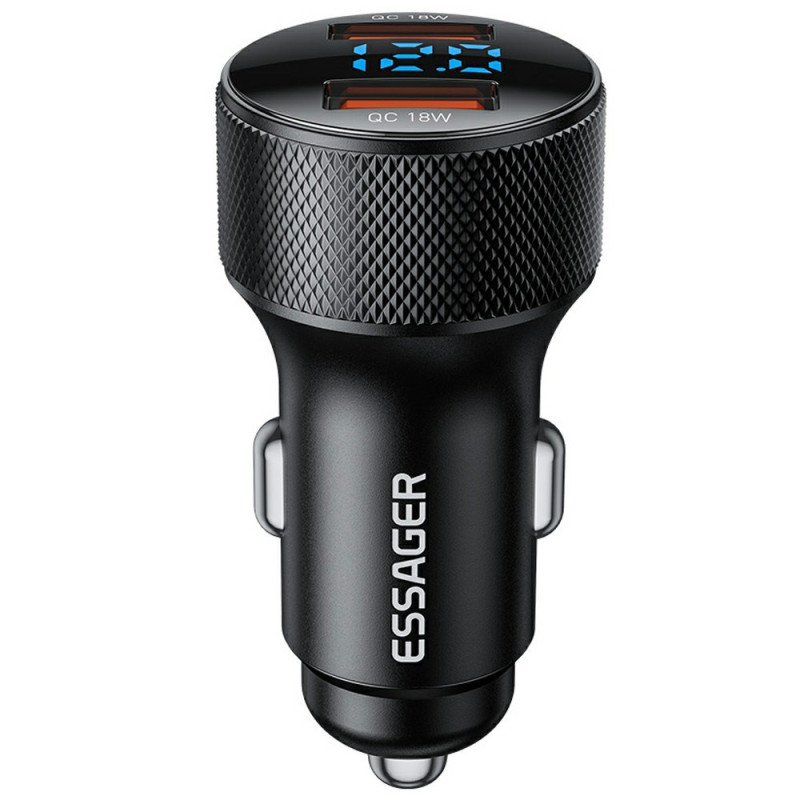 Carregador rápido para automóvel 36W PD/QC3.0 com visor digital