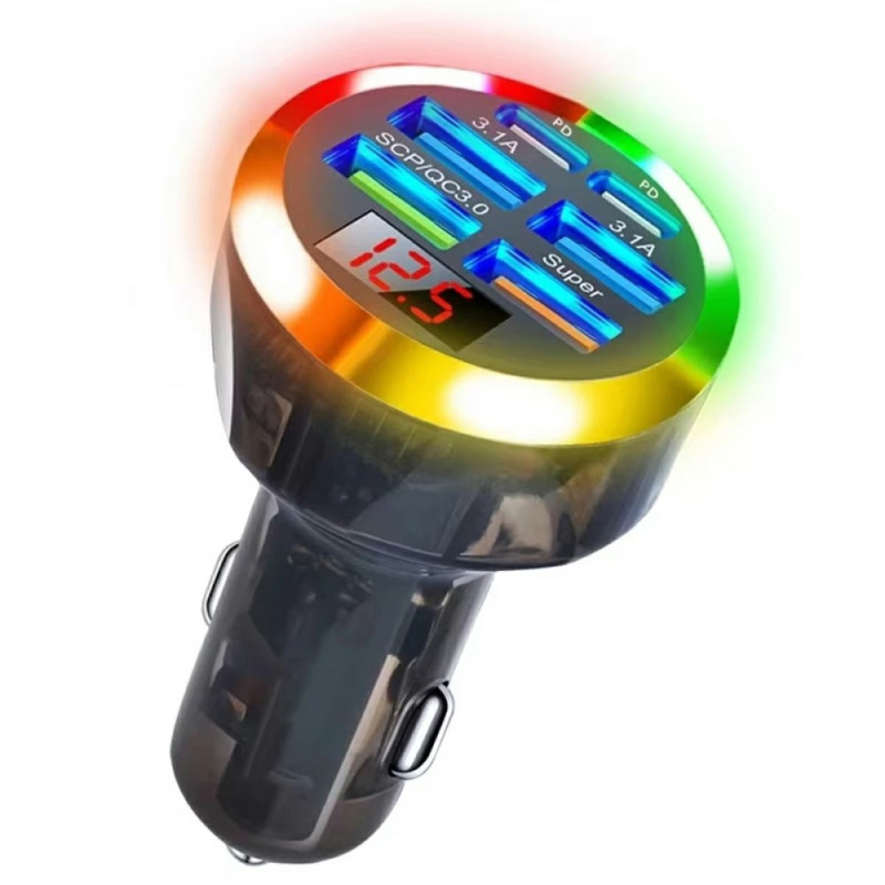 Carregador digital para automóvel 150W 6 portas PD/QC3.0