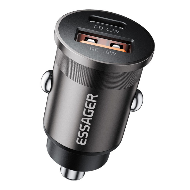 Carregador de isqueiro de porta dupla USB-A/C de 45 W TRIAL