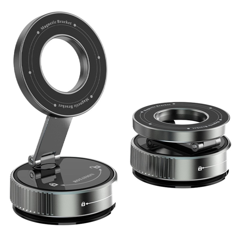 Suporte magnético para automóvel com ventosa de 360° e braço dobrável