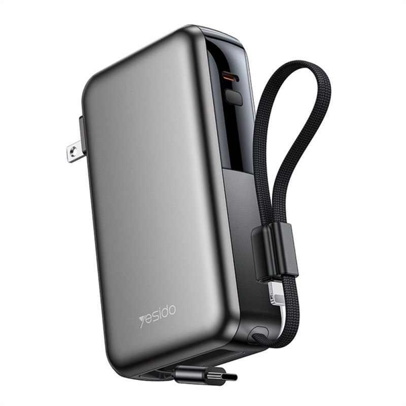 Bateria externa de 22,5 W AC/DC Cabo retrátil USB-C YESIDO