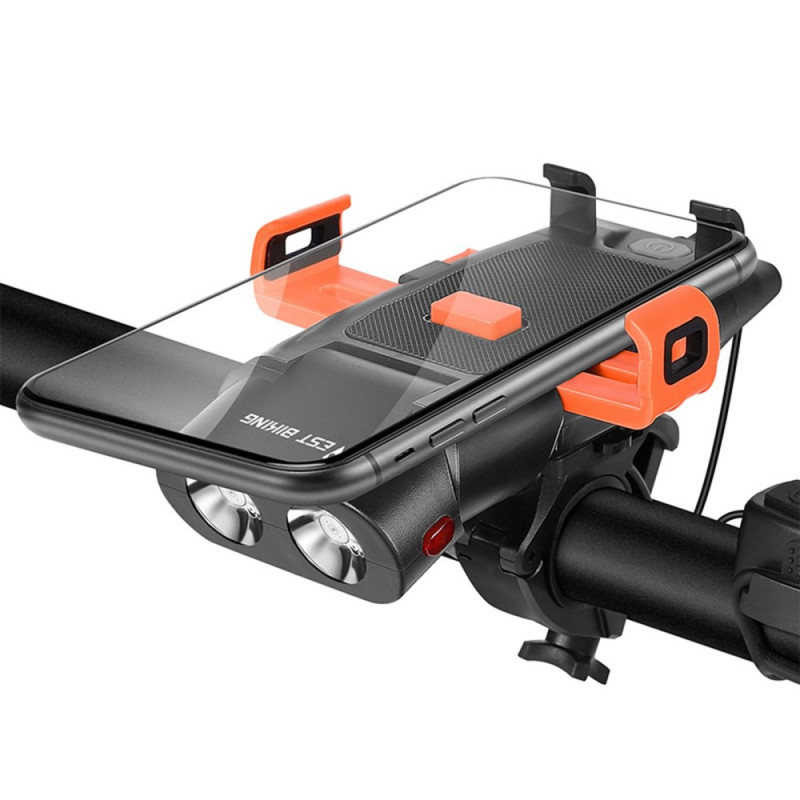 Suporte para telemóvel para bicicleta com iluminação LED WEST BIKING