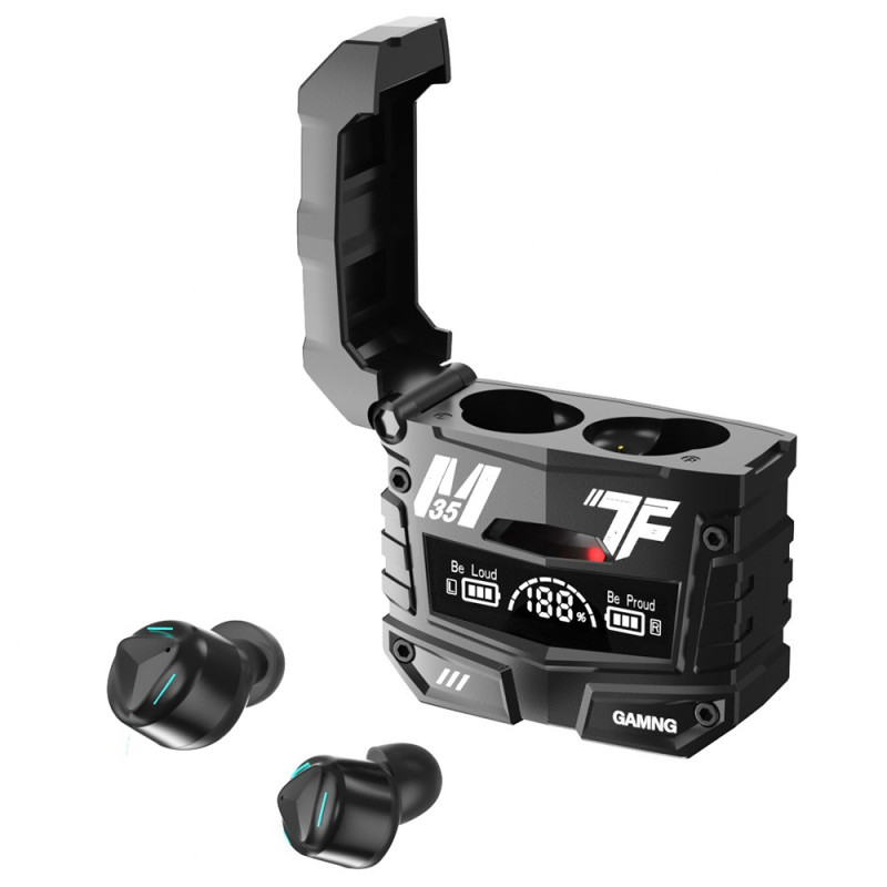 Auricular sem fios Bluetooth com visor digital e capa
 de carregamento