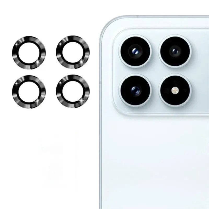 Protecção para lente protetora de vidro temperado para Poco F8 Pro Anéis de metal