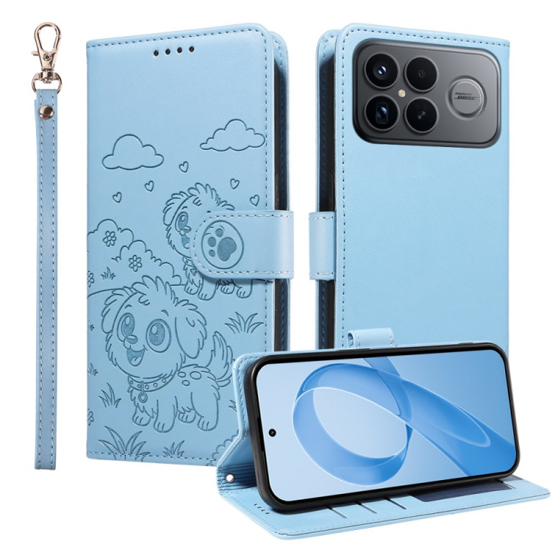 Capa com cordão com padrão de cão para Poco F8 Ultra