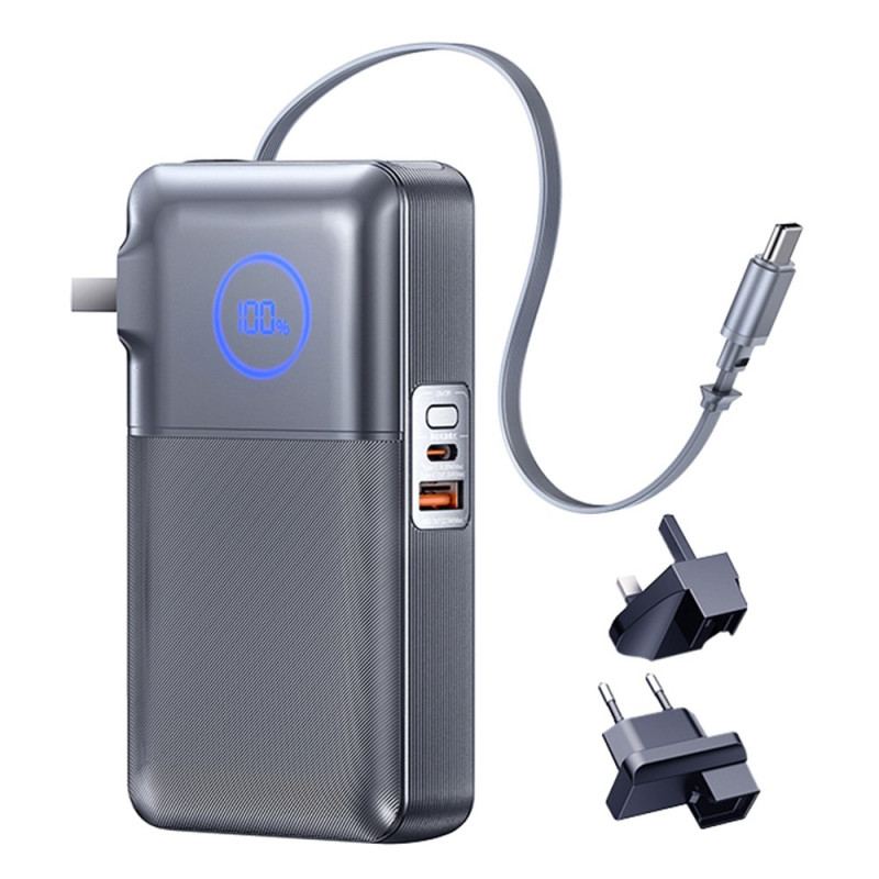 Bateria externa REMAX 35W 10000mAh com carregador de parede e cabo retrátil