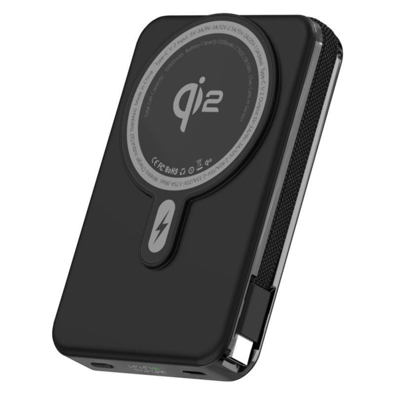 Bateria externa magnética de 10000mAh com recarga rápida de 35W e cabo integrado