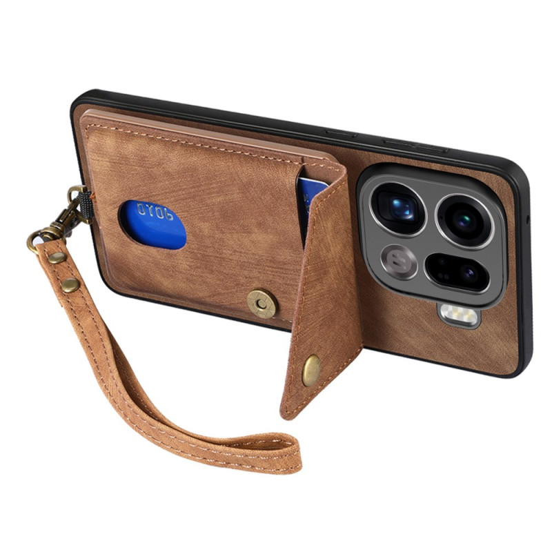 Capa Oppo Find X9 Pro 5G Suporte para cartão e cordão de pescoço