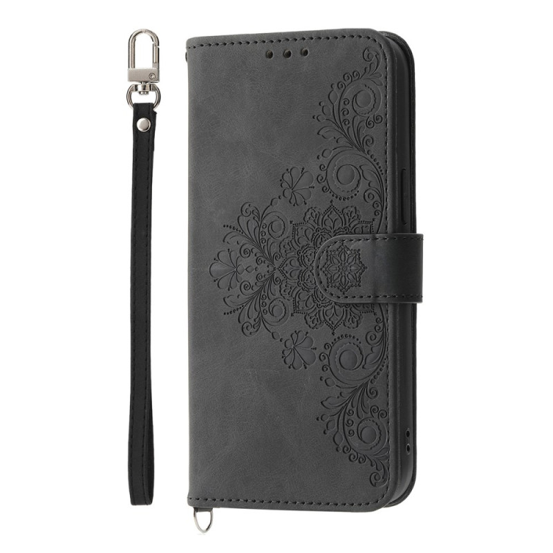 Capa Oppo A6 Pro 5G / 4G Padrão floral Lanyard e alça de ombro