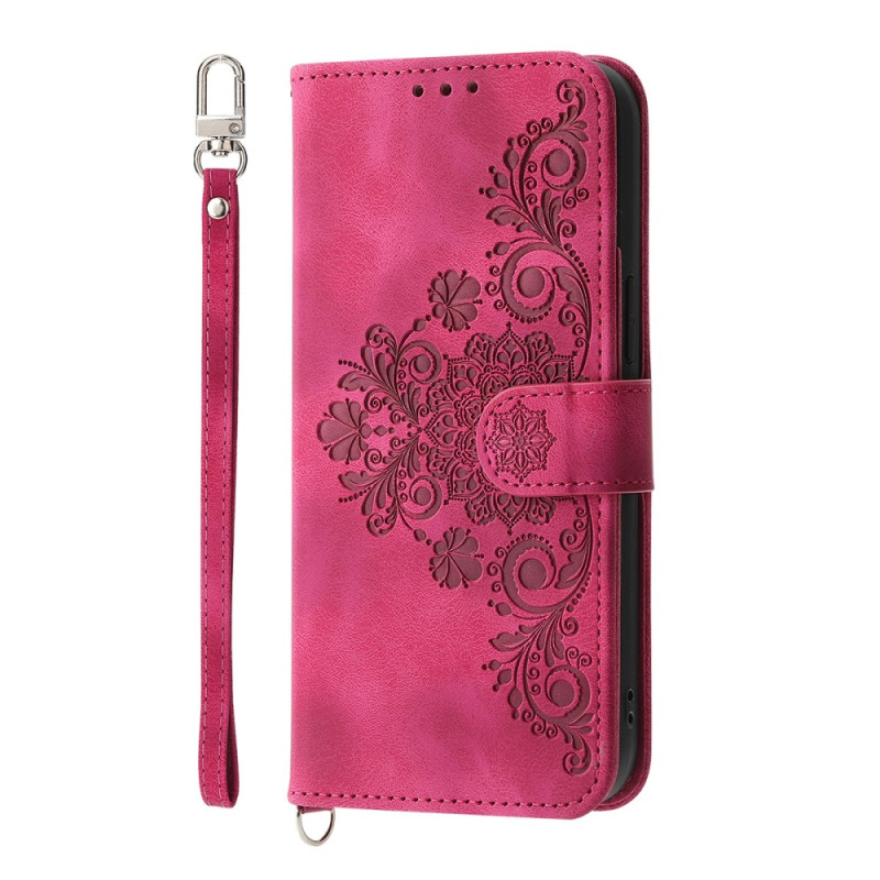 Capa Oppo A6 Pro 5G / 4G Padrão floral Lanyard e alça de ombro