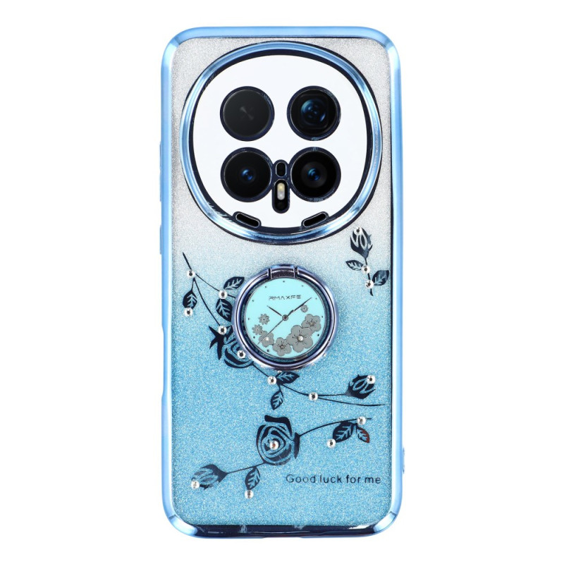 Capa para Honor Magic 8 Pro Anel de suporte com flores e brilhantes