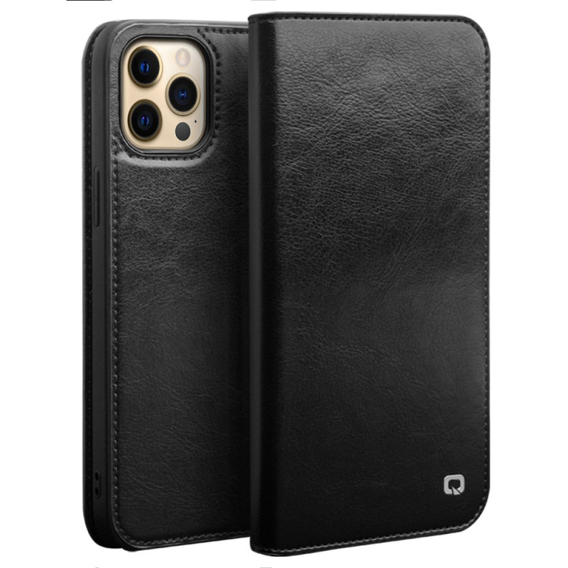Capa flip para iPhone 13 Pro em pele QIALINO