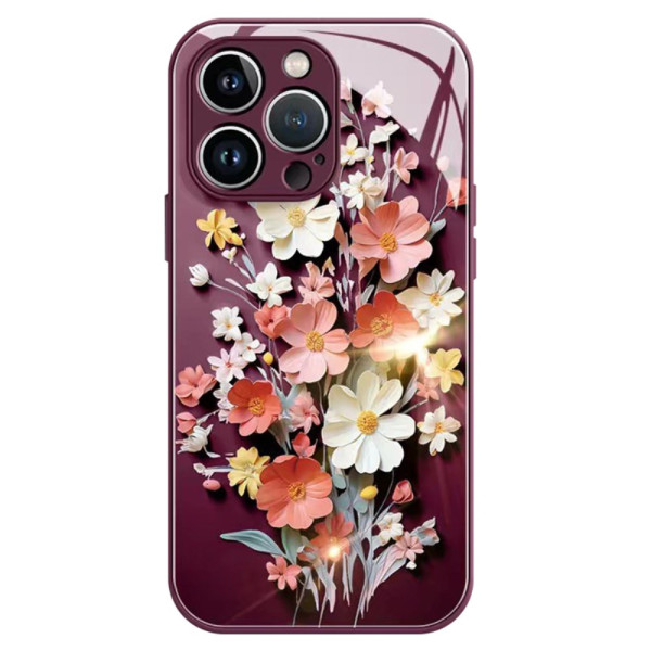 Capa de vidro temperado para iPhone 13 Pro Max padrão floral