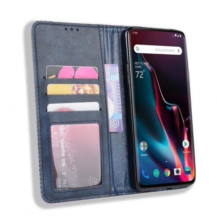  Capa de Couro OnePlus 7 Pro Vintage Efeito Flip