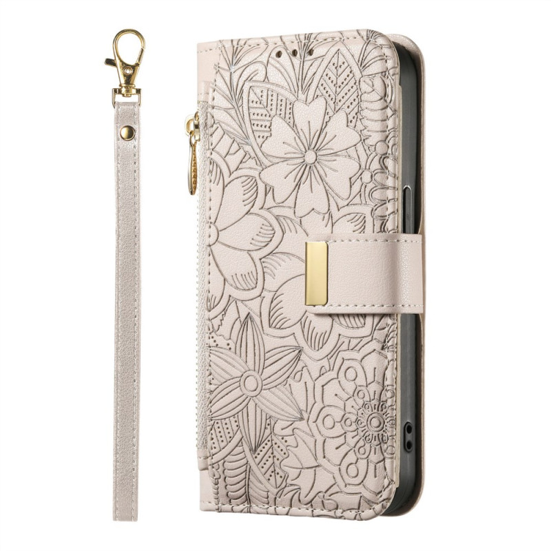 Capa Xiaomi Redmi Note 15 Pro Plus 5G Floral com bolso com fecho
