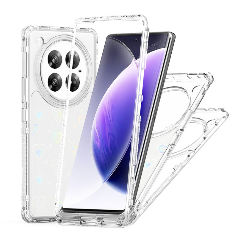 Capa híbrida transparente Infinix Zero 40 5G / 4G com película holográfica padrão de corações