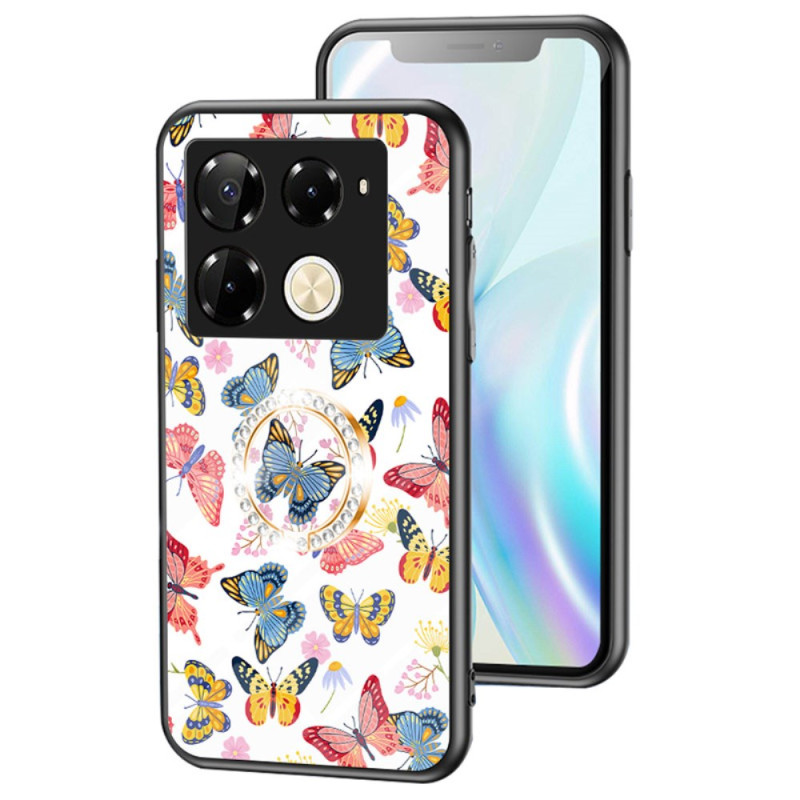 Capa de vidro temperado Infinix Note 40 Pro 4G Suporte com anel de borboletas