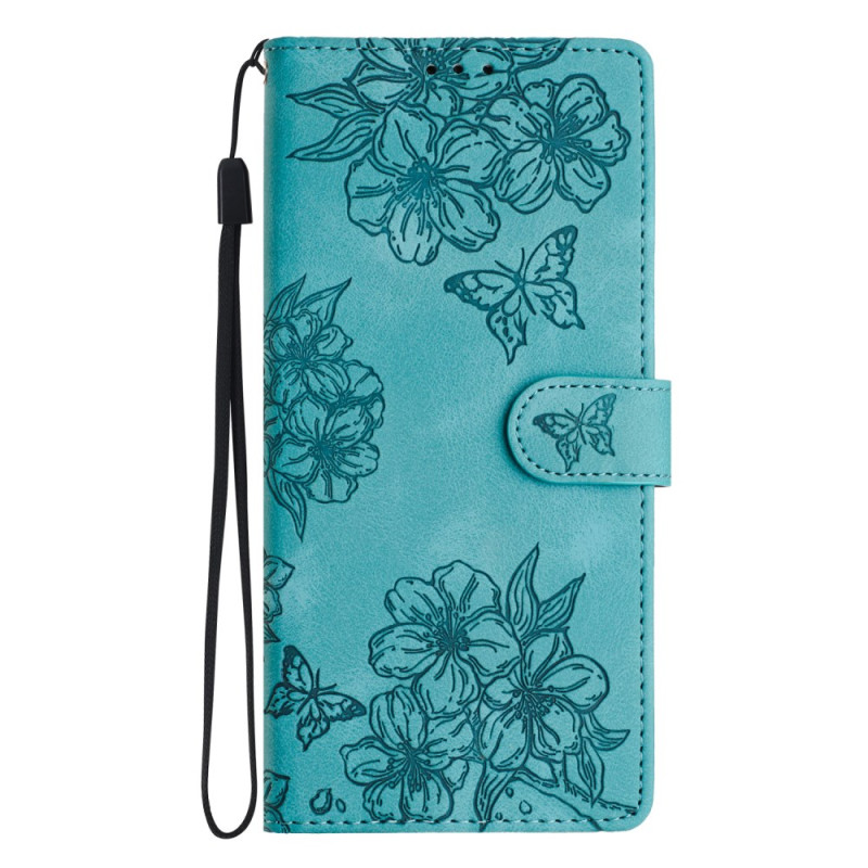 Capa de camurça para Xiaomi 17 Pro Borboletas e flores
