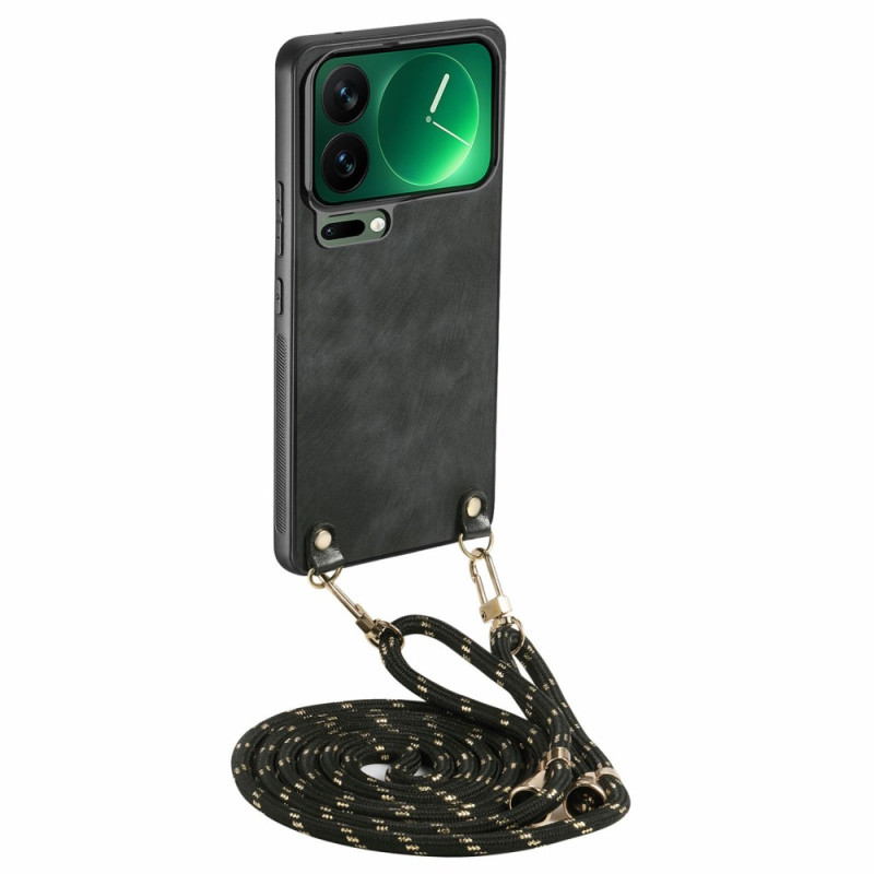 Xiaomi 17 Pro Max Capa com cordão com efeito de pele