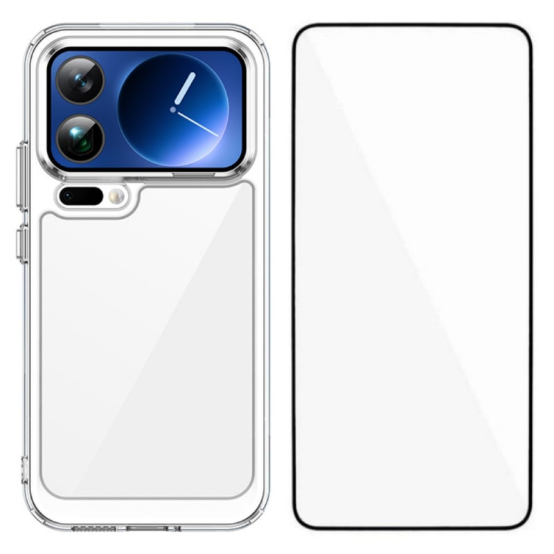 Capa transparente para Xiaomi 17 Pro Max com proteção de ecrã em vidro temperado