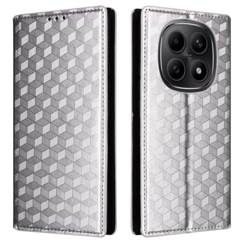 Capa Flip Cover Xiaomi Redmi Note 15 5G / 4G com padrão de diamante gravado