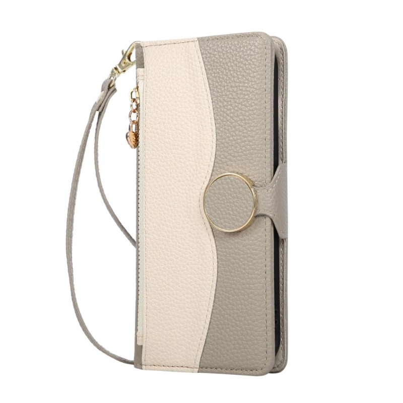 Capa para carteira com fecho de correr bicolor para Honor Magic 8 Lite