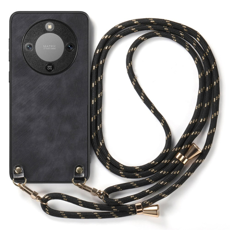 Capa com cordão de efeito camurça para Honor Magic 8 Lite