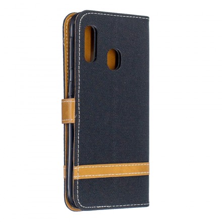 Samsung Galaxy A20e Capa de tecido e efeito pele com cinta