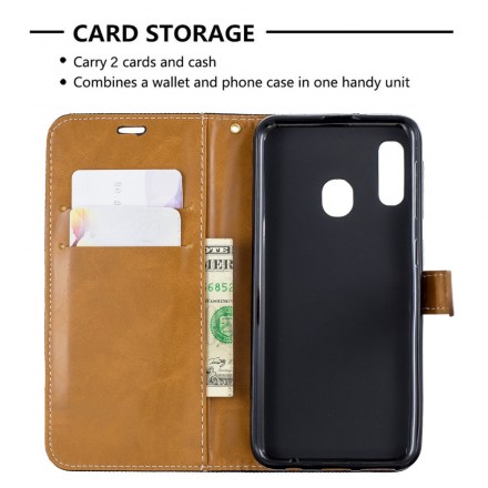 Samsung Galaxy A20e Capa de tecido e efeito pele com cinta