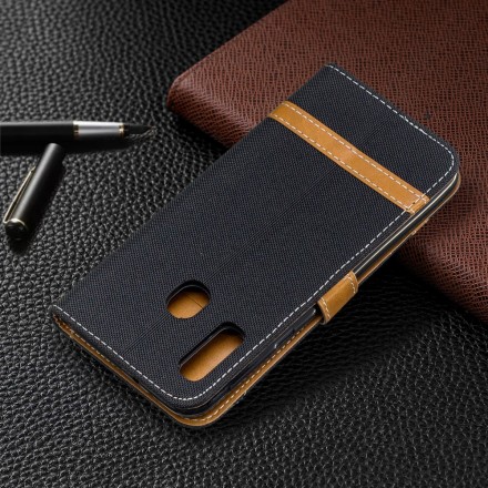 Samsung Galaxy A20e Capa de tecido e efeito pele com cinta
