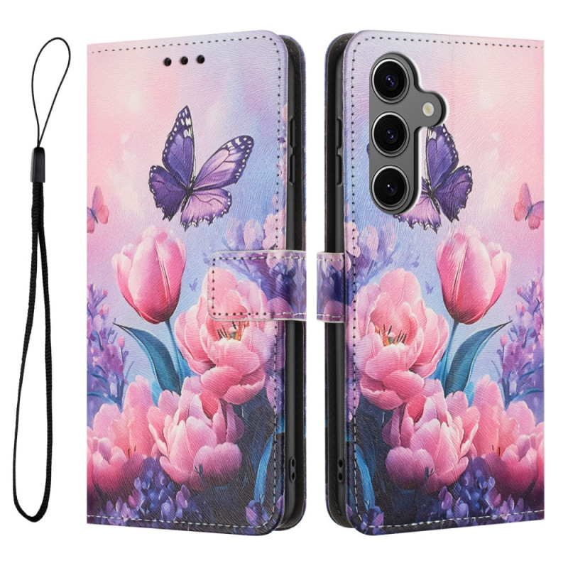 Casa Samsung Galaxy S26 Plus Borboleta e flores cor-de-rosa