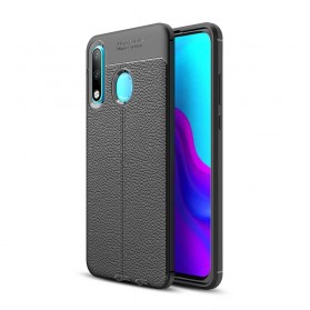 Huawei P30 Lite Capa de Couro Lychee Efeito Lychee Linha Dupla