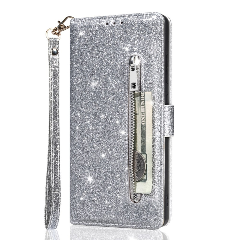 Housse Samsung Galaxy A37 5G Poche Zippée Design Paillettes