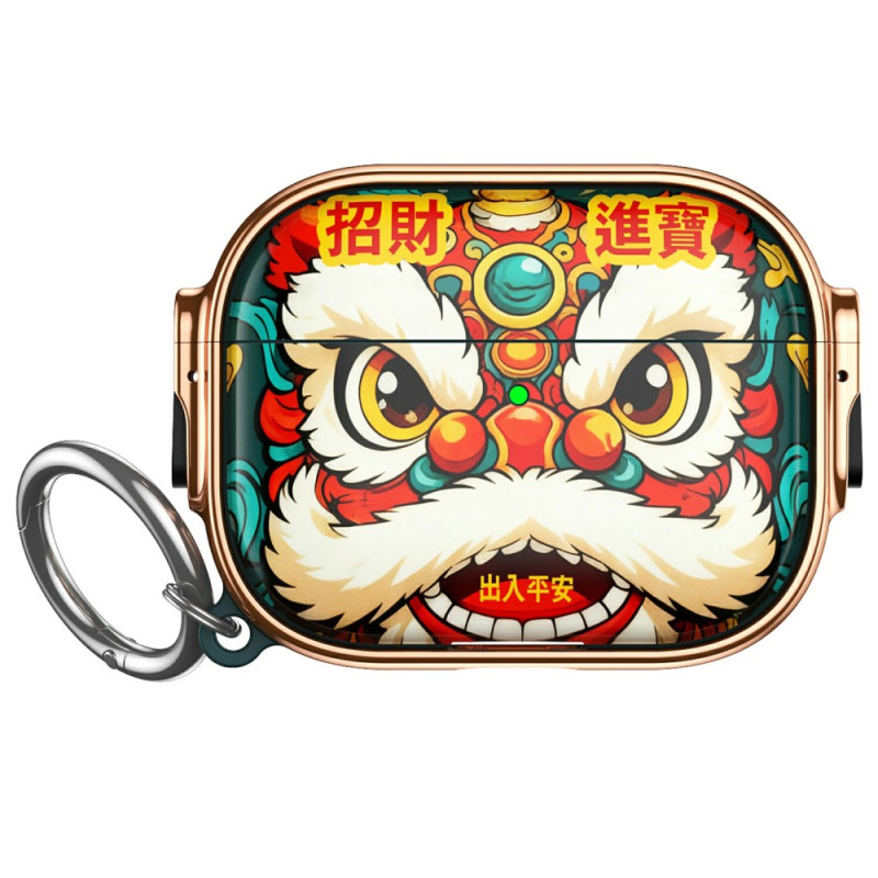 Capa para AirPods Pro 3 Lucky Lion Head com mosquetão