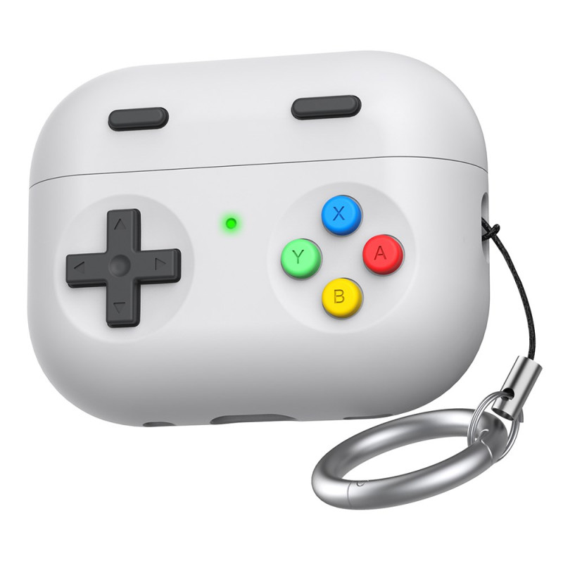 Capa para joystick com design dos AirPods Pro 3 e mosquetão