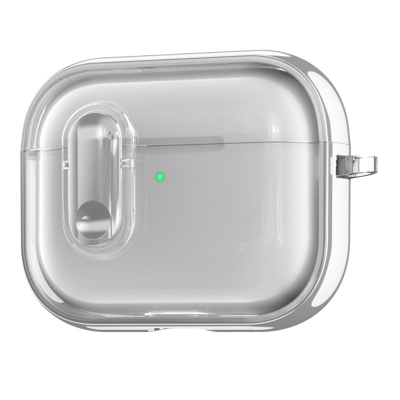 Capa transparente para AirPods Pro 3 com mosquetão e fecho
