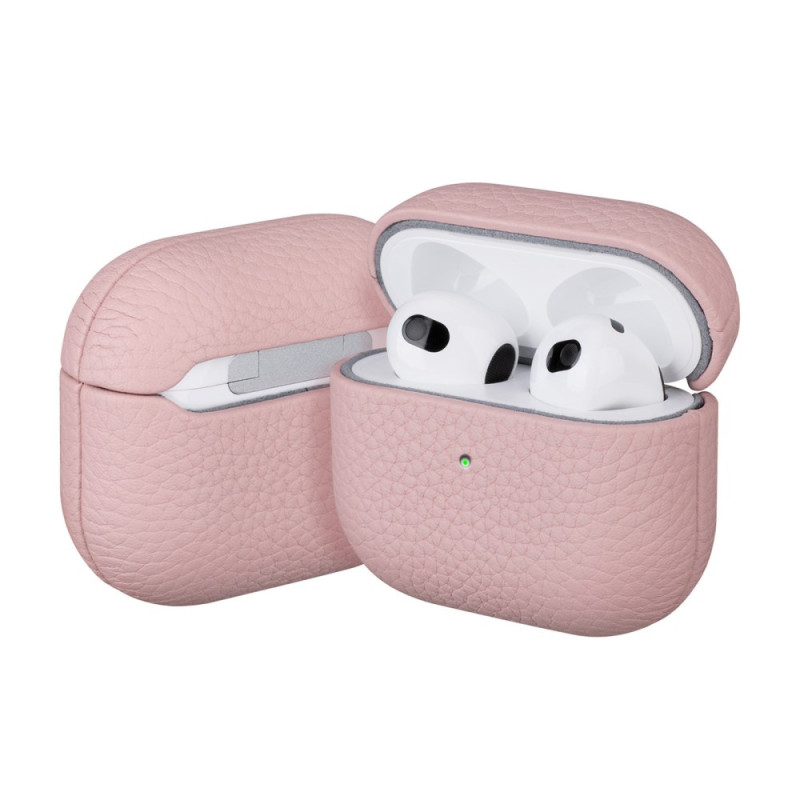 Capa AirPods Pro 3 em pele genuína com textura de lichia