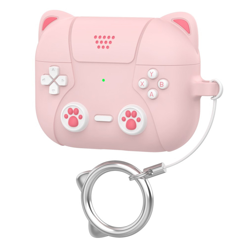 Capa para AirPods Pro 3 com patas de gato e porta-chaves