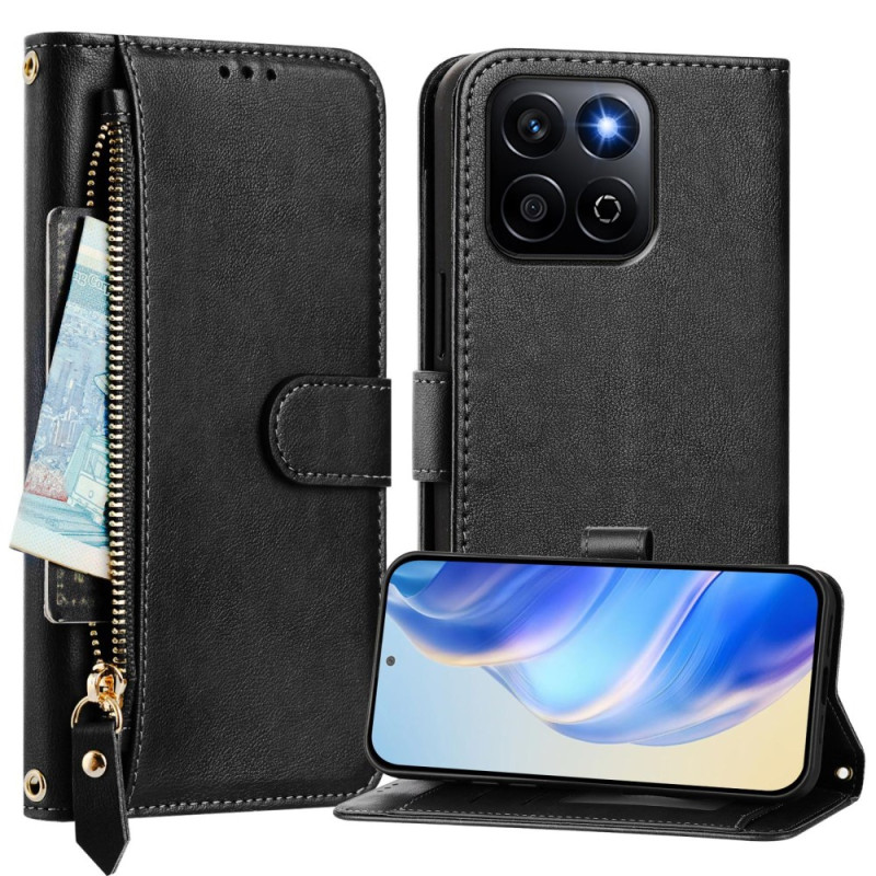 Capa de bolso com fecho de correr Honor X7c 5G / 4G / 200 Smart 5G com vários suportes para cartões