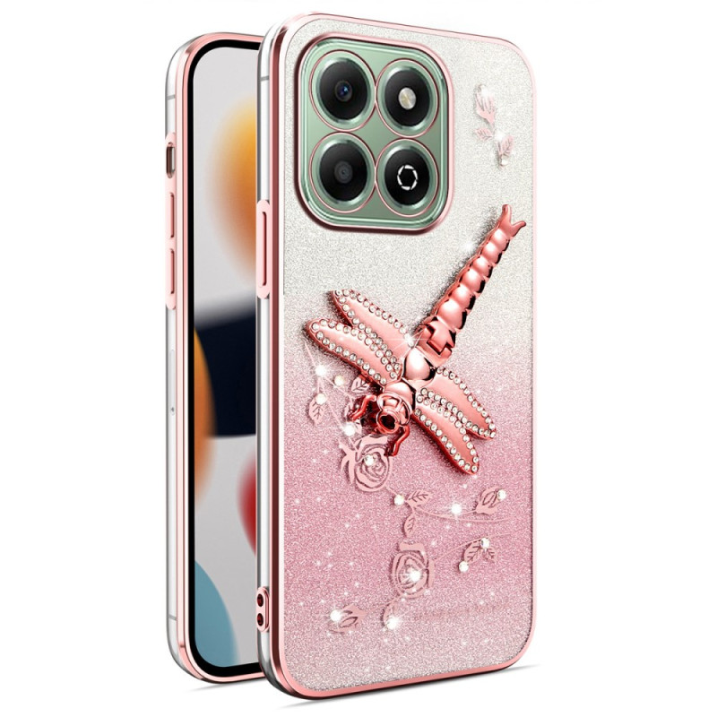 Capa para Honor X6b 4G Suporte para libélula e purpurina