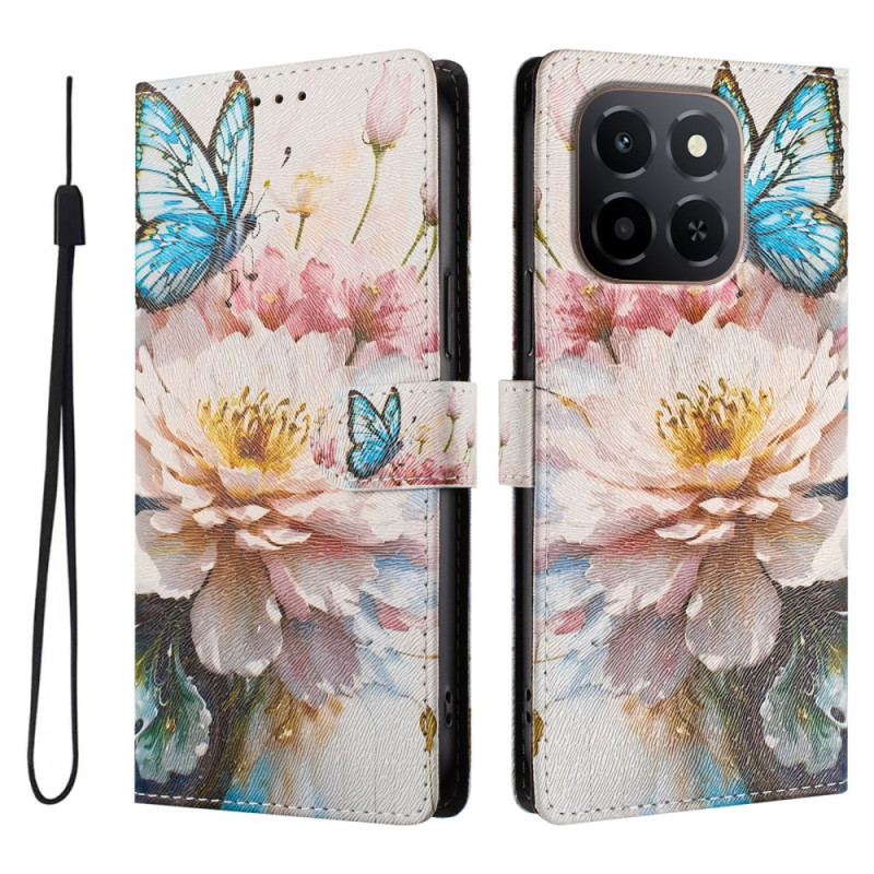 Capa floral e em forma de borboleta para Honor X6c 4G / X5b / X5b Plus