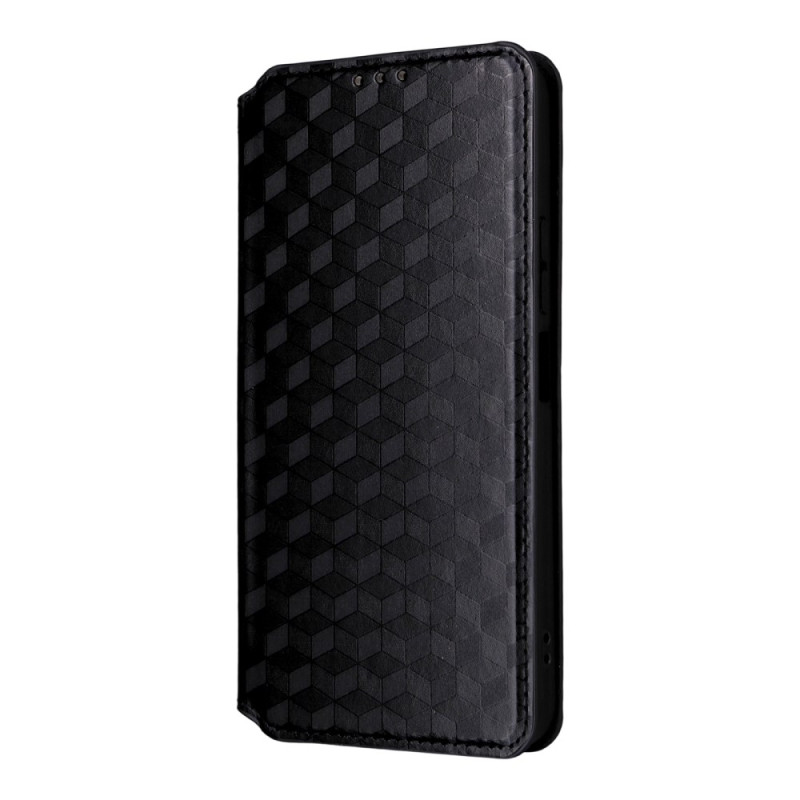 Flip Cover Poco M7 4G Motif Losanges Gravés