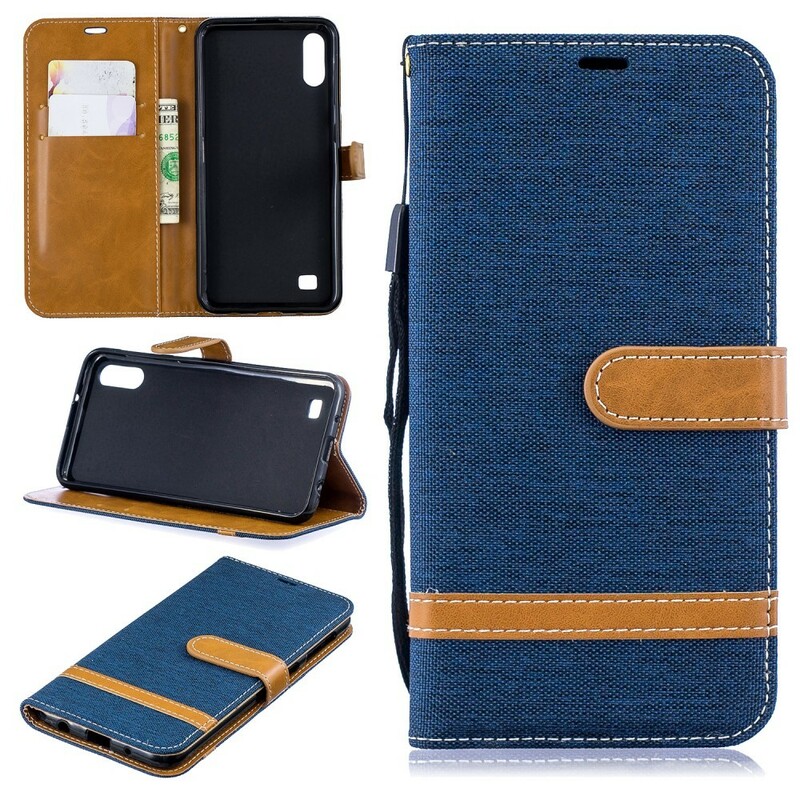 Samsung Galaxy A10 Capa de tecido e efeito pele com alça