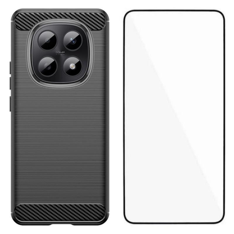 Coque Xiaomi Redmi Note 15 Pro 4G Fibre Carbone Brossée avec Protecteur Écran