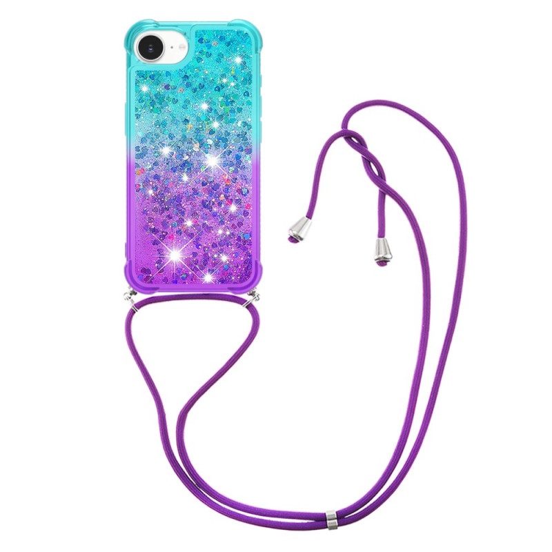 Capa com cordão para iPhone 17E / 16E Glitter