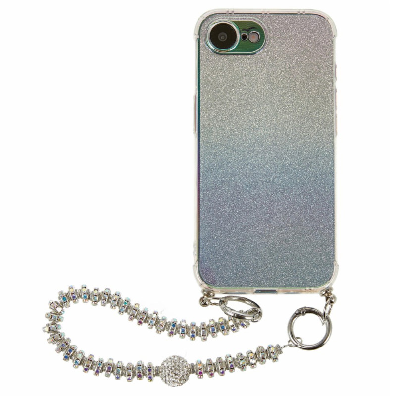 Capa para iPhone 17E / 16E Gradient Glitter e cordão de pescoço