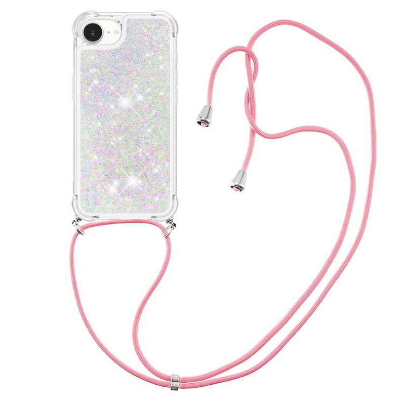 Capa com cordão para iPhone 17E / 16E Glitter