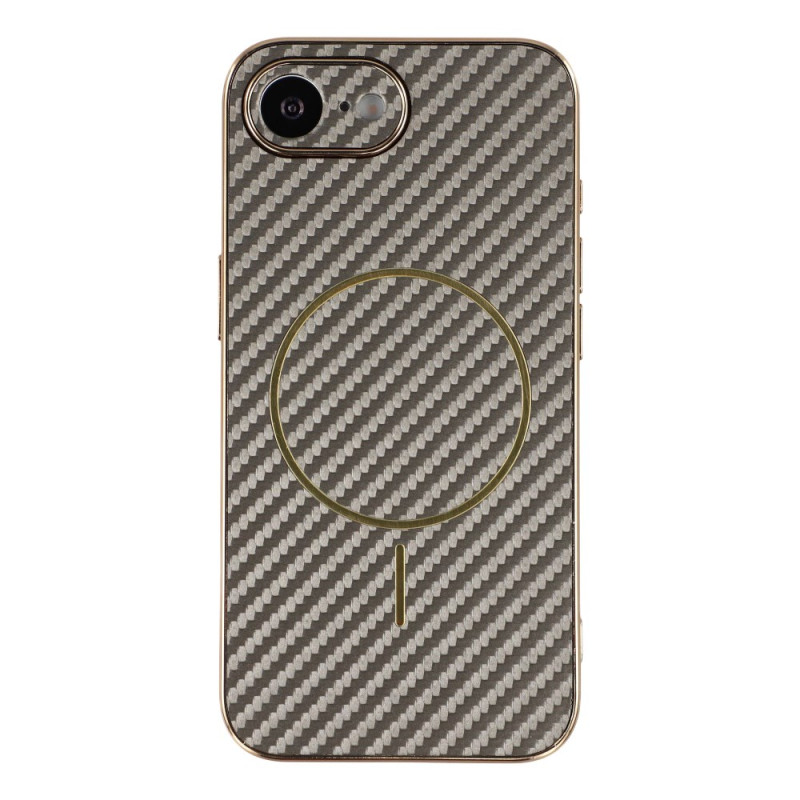 Capa para iPhone 17E / 16E Textura em fibra de carbono e acabamento eletrolítico