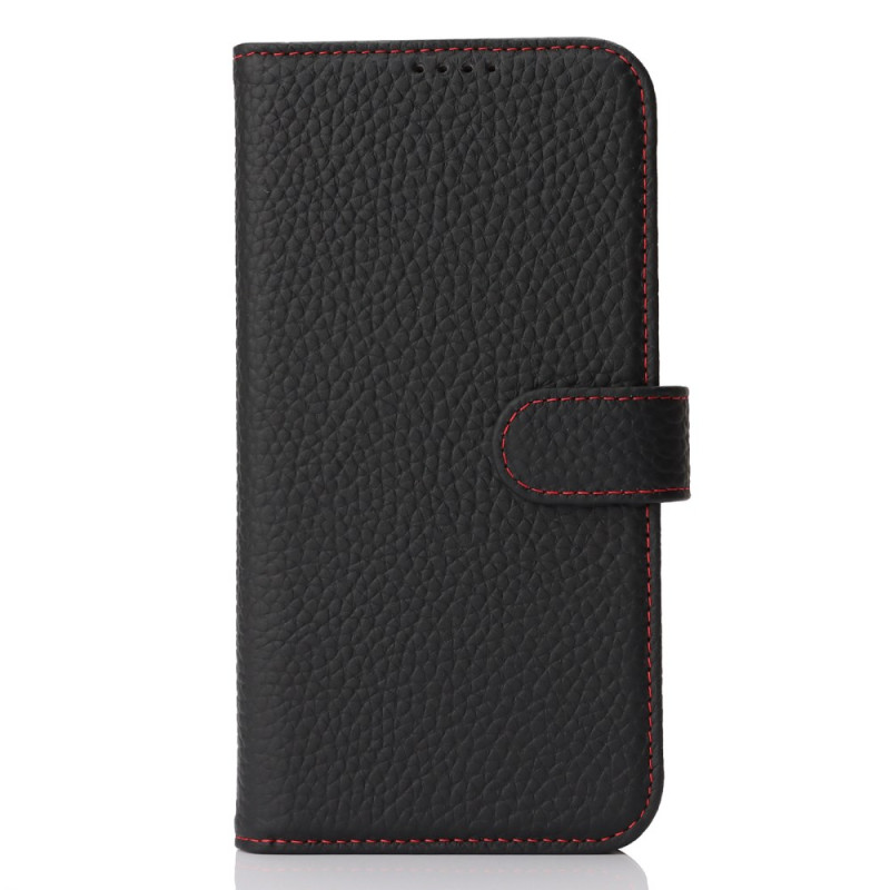 Capa para iPhone 17E / 16E Lychee Texture Couro genuíno (proteção RFID)