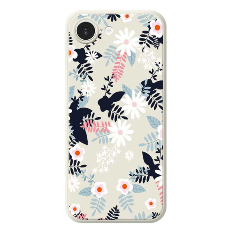 Capa para iPhone 17E / 16E com rebordo reto Flores e folhas